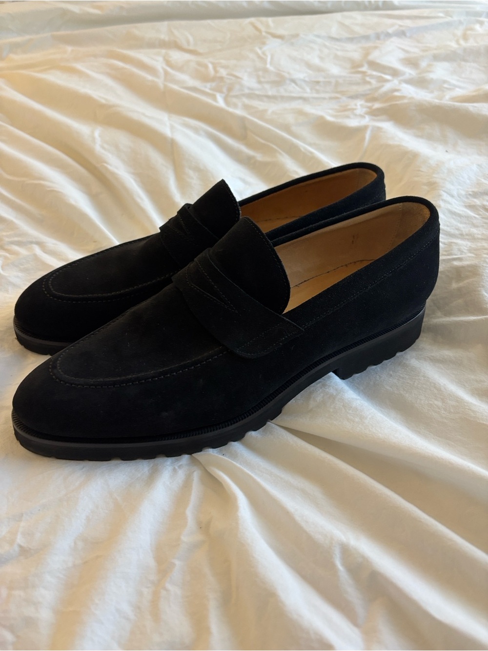 Atelier Munro Men's Black Suede Slip-On Loafers